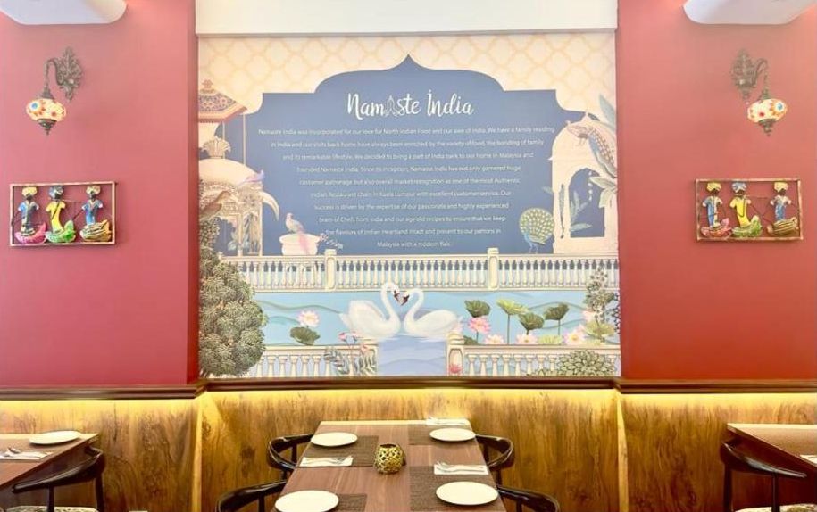 Namaste India mural wall at the Hartamas restaurant